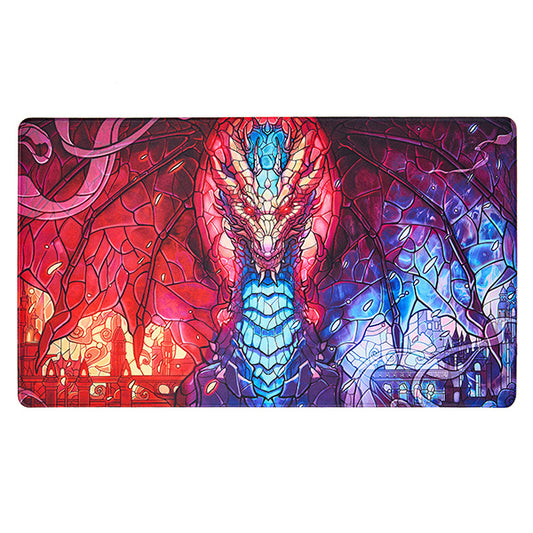 Playmat: Stained Glass - Fire & Ice Dragon