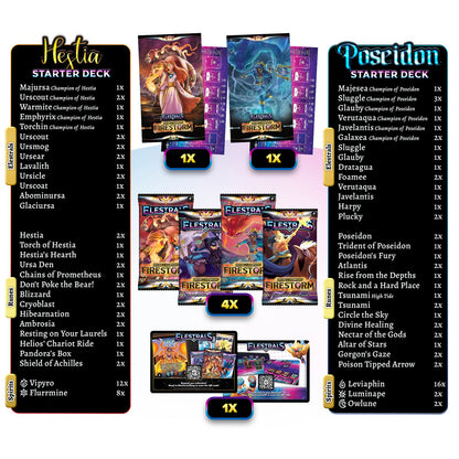 Firestorm 1st Edition - Hestia vs. Poseidon Double Starter Deck Bundle with 4 Packs