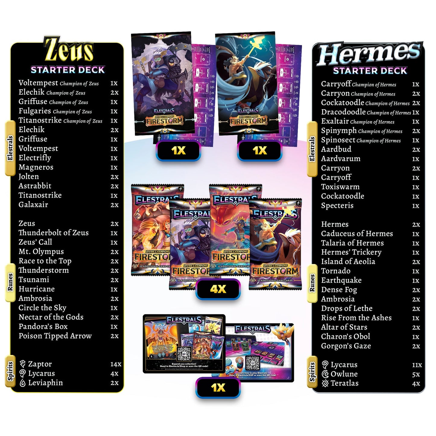 Firestorm 1st Edition - Hermes vs. Zeus Double Starter Deck Bundle with 4 Packs
