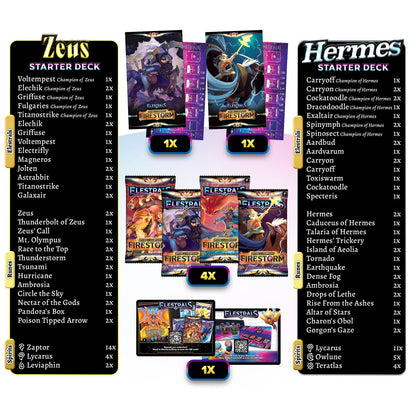 Firestorm 1st Edition - Hermes vs. Zeus Double Starter Deck Bundle with 4 Packs