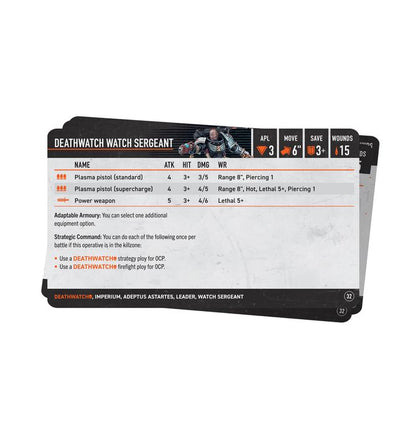 Warhammer 40K: Kill Team Deathwatch Datacards